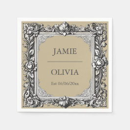 Servilleta De Papel Marco de desplazamiento victoriano personalizado -