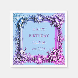 Servilleta De Papel Marco de desplazamiento victoriano personalizado, 