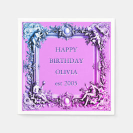 Servilleta De Papel Marco de desplazamiento victoriano personalizado E