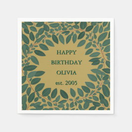 Servilleta De Papel Marco de eucalipto de texto personalizado – amaril