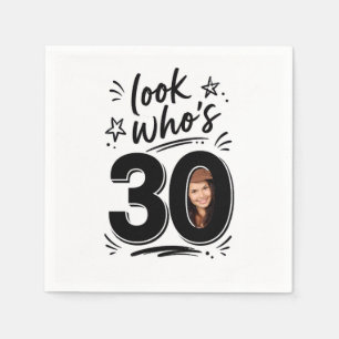 Servilleta De Papel Marco de foto de cumpleaños contemporáneo 30