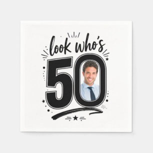 Servilleta De Papel Marco de foto de cumpleaños contemporáneo número 5