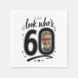 Servilleta De Papel Marco de foto de cumpleaños contemporáneo número 6