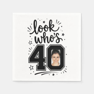 Servilleta De Papel Marco de foto de fiesta de cumpleaños número 40 co