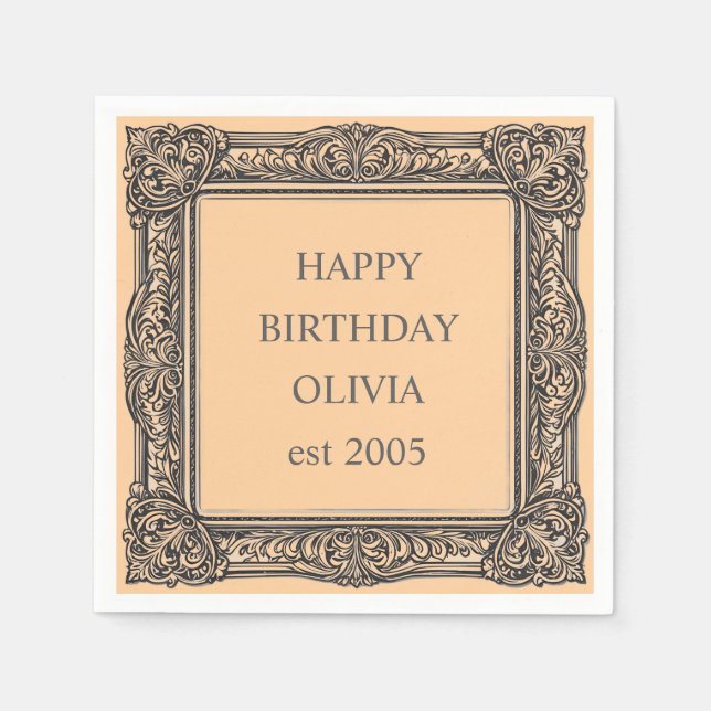 Servilleta De Papel Marco de ganchillo victoriano personalizado Servil (Anverso)