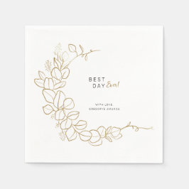 Servilleta De Papel Marco de hojas doradas pintadas a mano para boda