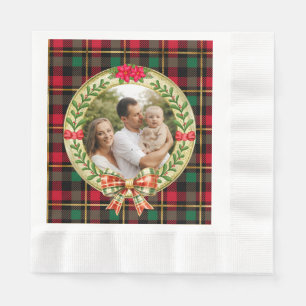 Servilleta De Papel Marco de imagen personalizado y corona de Navidad