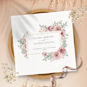 Servilleta De Papel Marco de oro elegante con un Rosa de colores flora