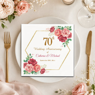 Servilleta De Papel Marco de oro para el 70 aniversario de bodas con f