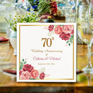 Servilleta De Papel Marco de oro para el 70 aniversario de bodas con f