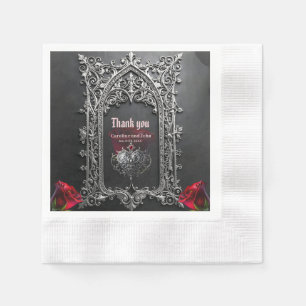 Servilleta De Papel Marco de Rosa Gótica Elegante para Bodas