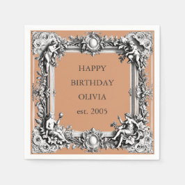 Servilleta De Papel Marco de scroll victoriano personalizado – arcilla