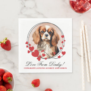 Servilleta De Papel Marco del Corazón Rojo Cavalier King Charles Spani