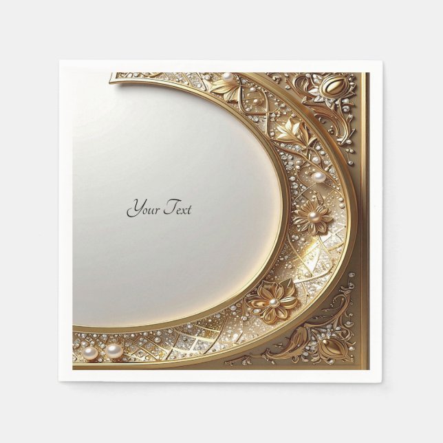 Servilleta De Papel Marco Dorado Ornamentado (Anverso)
