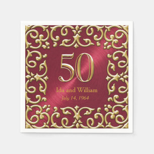 Servilleta De Papel Marco Dorado Ornamentado 50 Aniversario