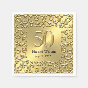 Servilleta De Papel Marco Dorado Ornamentado 50 Aniversario