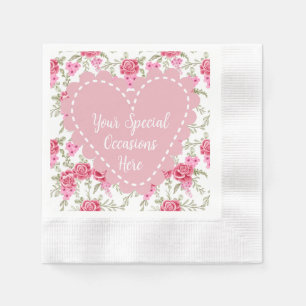 Servilleta De Papel Marco elegante del corazón floral: para cada ocasi