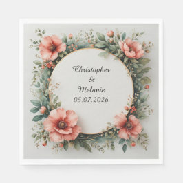 Servilleta De Papel Marco floral de acuarela elegante