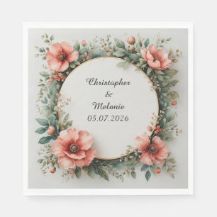 Servilleta De Papel Marco floral de acuarela elegante