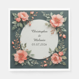 Servilleta De Papel Marco floral de acuarela elegante