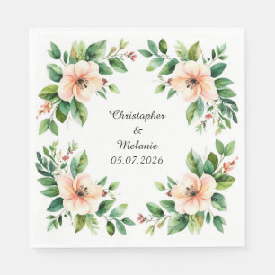 Servilleta De Papel Marco floral de acuarela elegante
