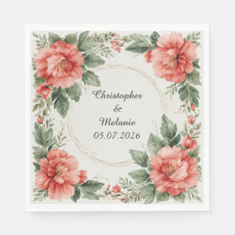 Servilleta De Papel Marco floral de acuarela elegante