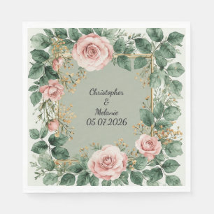 Servilleta De Papel Marco floral de acuarela elegante