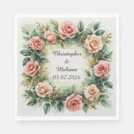 Servilleta De Papel Marco floral de acuarela elegante