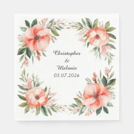 Servilleta De Papel Marco floral de acuarela elegante