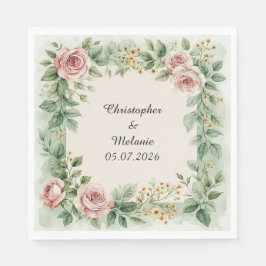 Servilleta De Papel Marco floral de acuarela elegante