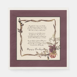 Servilleta De Papel Marco floral de otoño con texto