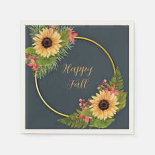 Servilleta De Papel Marco floral de otoño con texto personalizable