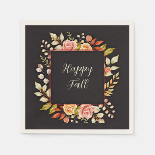Servilleta De Papel Marco floral de otoño con texto personalizable