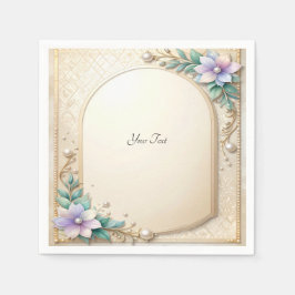 Servilleta De Papel Marco floral decorativo con perlas