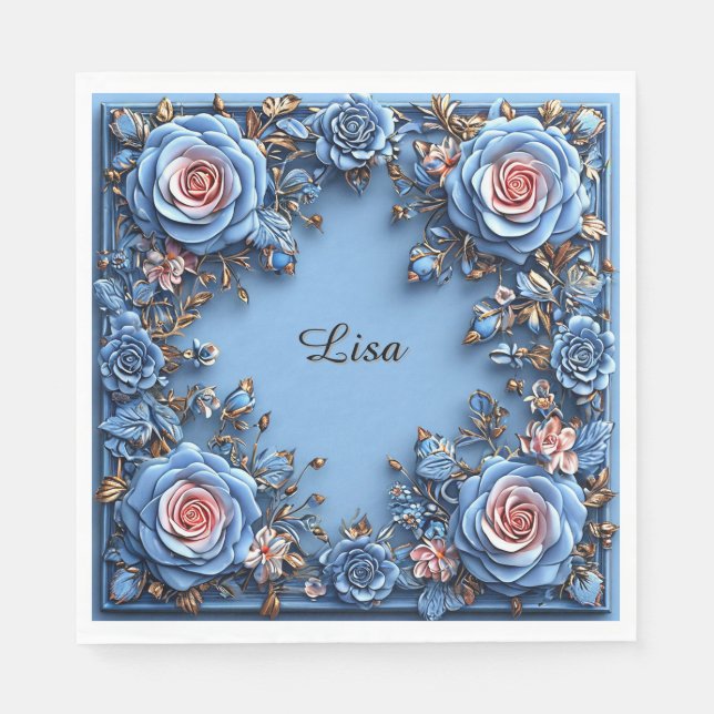 Servilleta De Papel Marco Floral Elegante (Anverso)