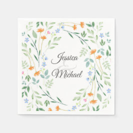 Servilleta De Papel Marco floral mixto de acuarela