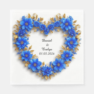 Servilleta De Papel Marco Floral Ornamental de Corazón para Boda con F
