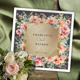 Servilleta De Papel Marco floral rústico Boda verde sabio