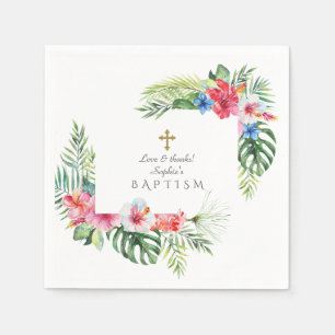 Servilleta De Papel Marco floral tropical hawaiano exótico Bautizo