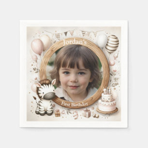 Servilleta De Papel Marco fotográfico de cebra para fiestas de cumplea