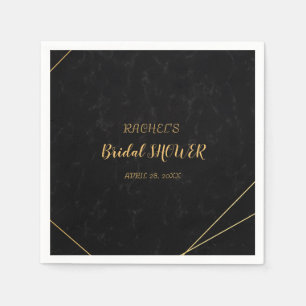 Servilleta De Papel Marco geométrico de moda negro y oro