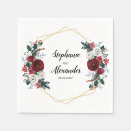 Servilleta De Papel Marco geométrico de oro Flores de invierno de Borg