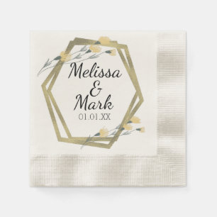 Servilleta De Papel Marco geométrico de papel de oro flores silvestres