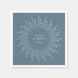 Servilleta De Papel Marco Modern Sunburst Azul Pizarra