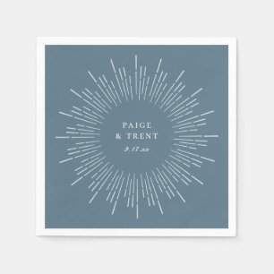 Servilleta De Papel Marco Modern Sunburst Azul Pizarra
