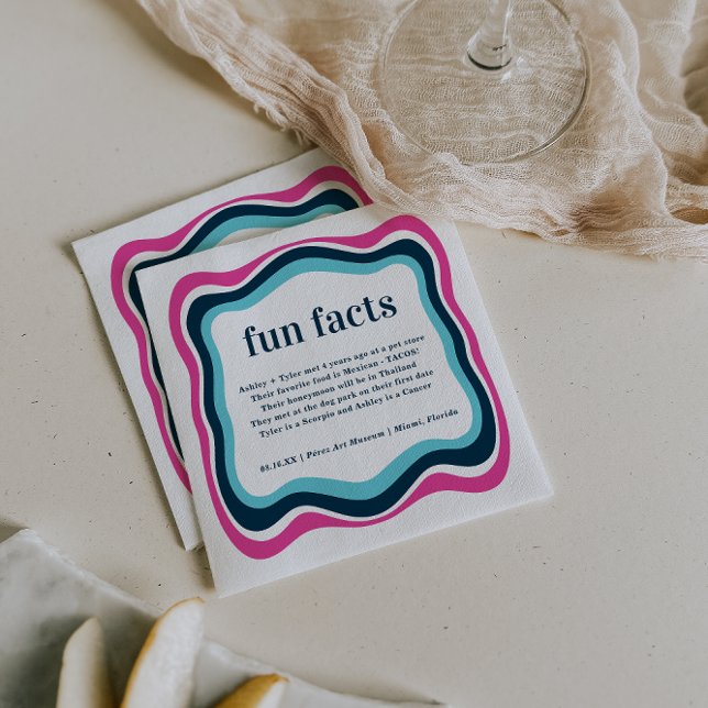 Servilleta De Papel Marco ondulado retro | Boda de datos de pareja div (Subido por el creador)