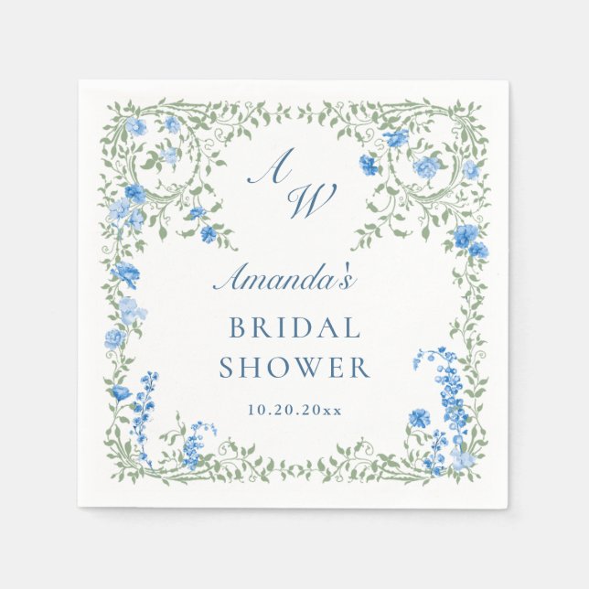 Servilleta De Papel Marco ornado victoriano Flores salvajes ducha de n (Anverso)