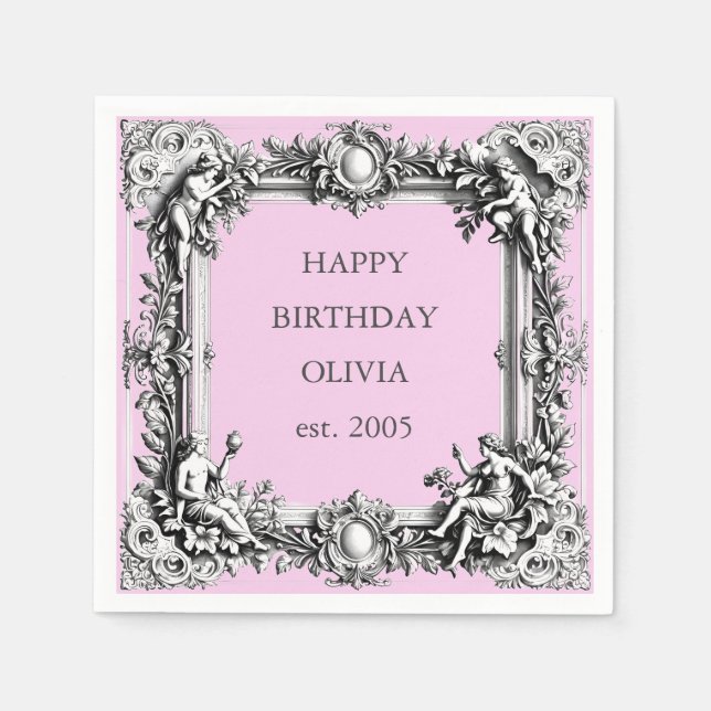 Servilleta De Papel Marco personalizado victoriano para servilletas co (Anverso)