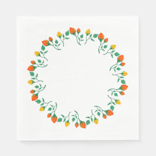 Servilleta De Papel Marco redondo floral con flor rosa amarilla y roja