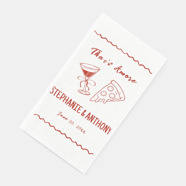 Servilleta De Papel Marco rojo caprichoso que es más Boda italiano (Esquina)